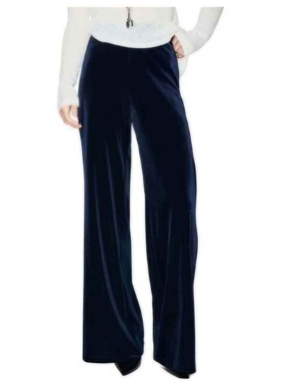 Mango Navy Wide-Leg Velvet Trousers
